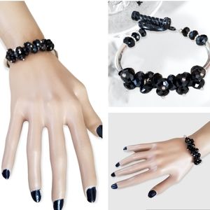 Hand Crafted Swarovski Crystal Beaded Silvertone Bracelet